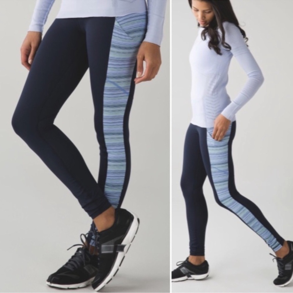 Lululemon Leggings Speed Tight IV Inkwell Space Dye Twist Lullaby Ray Size 4